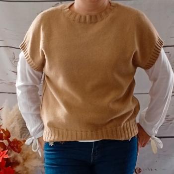 Pull sans manche col rond