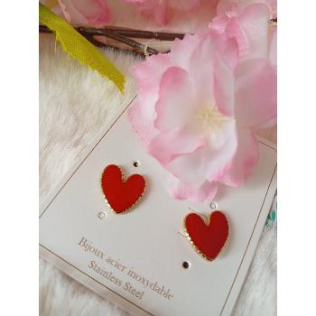boucles d'oreilles COEUR ROUGE
