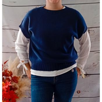 Pull sans manche col rond