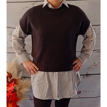 Pull sans manche col rond