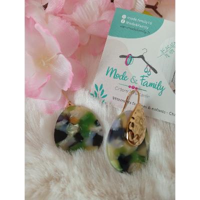 Boucles d'oreilles ANNA VERT KAKI