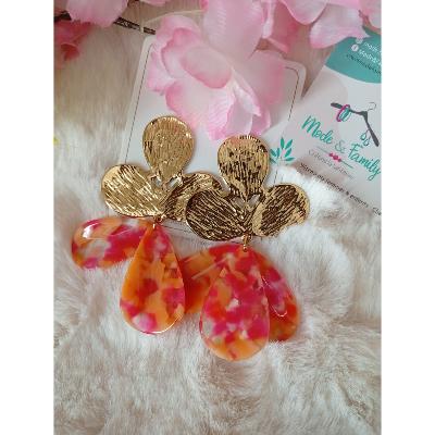 Boucles d'oreilles OPHELIA ORANGE ROSE 