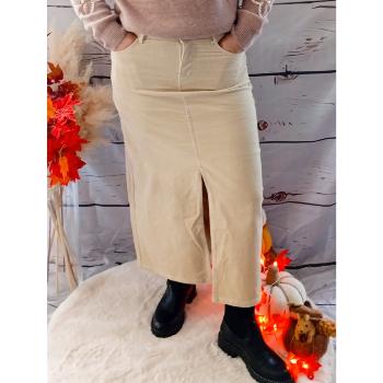 Jupe longue velours  beige