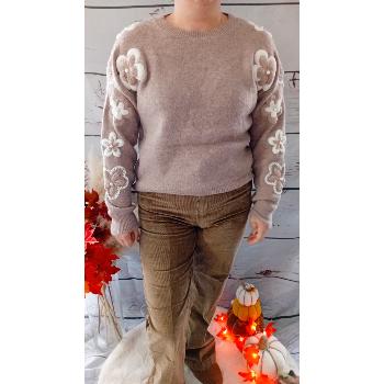 Pull à fleurs camel