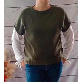 Pull sans manche col rond