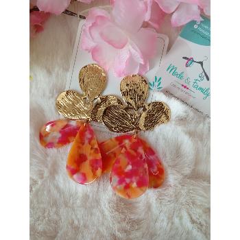 Boucles d'oreilles OPHELIA ORANGE ROSE 